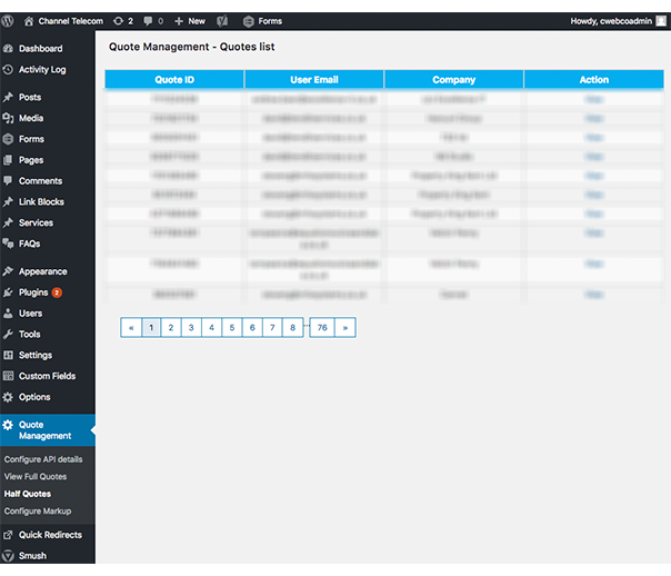 Telecom MultiStep Quote Process