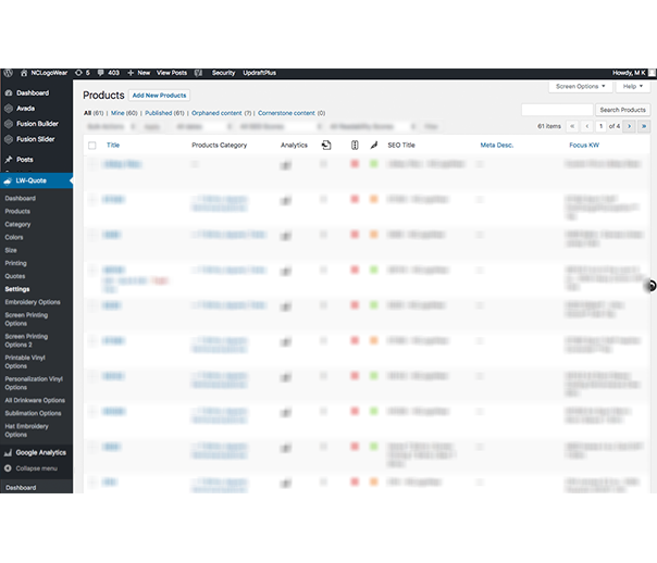 NC Logowear Product Quote