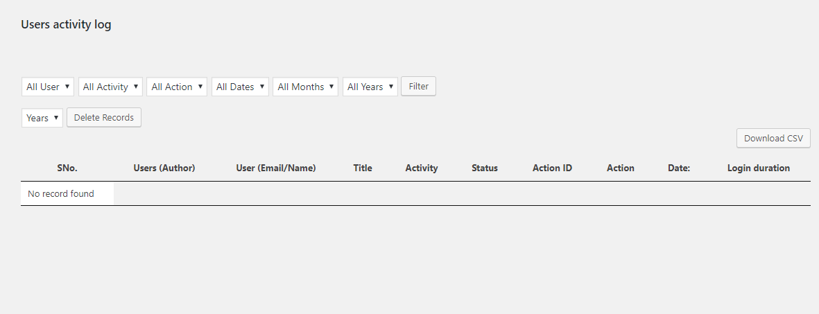 User Activity Plugin