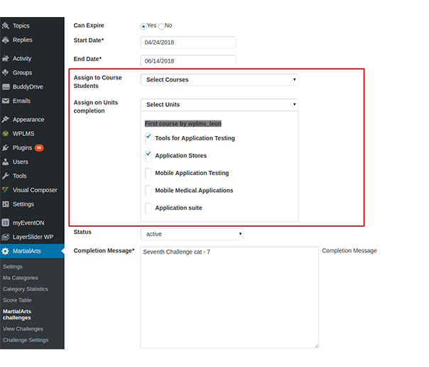 Course And Unit Based Challenges For Students